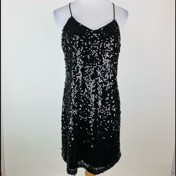 Express Black Sequin Mini Dress Small - Picture 2 of 14